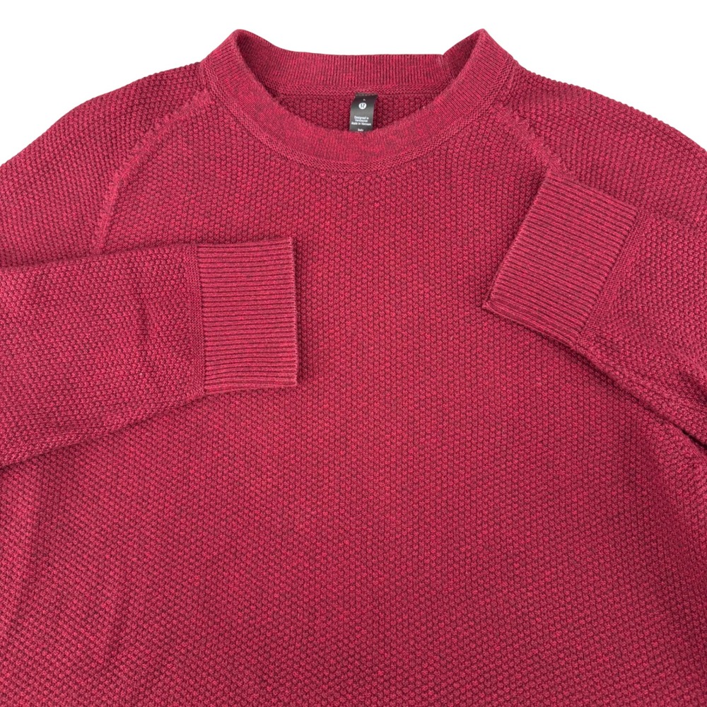 Lululemon Mens Fundamental Knit Crewneck Sweater Burgundy Maroon LM3ENFS Size L